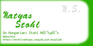 matyas stohl business card
